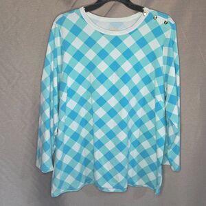 Bob Mackie, Sea Blue, Sky Blue, White, Top, Size: XL